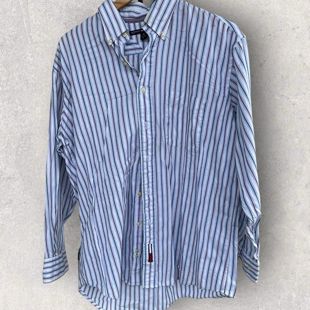 Tommy Hilfiger Button Down Shirt Men L 16‎ 32/33 Multicolor Striped LS